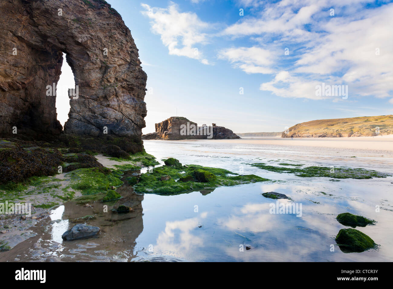 Rock arch at Droskyn on Perranporth Cornwall England UK Stock Photo Alamy