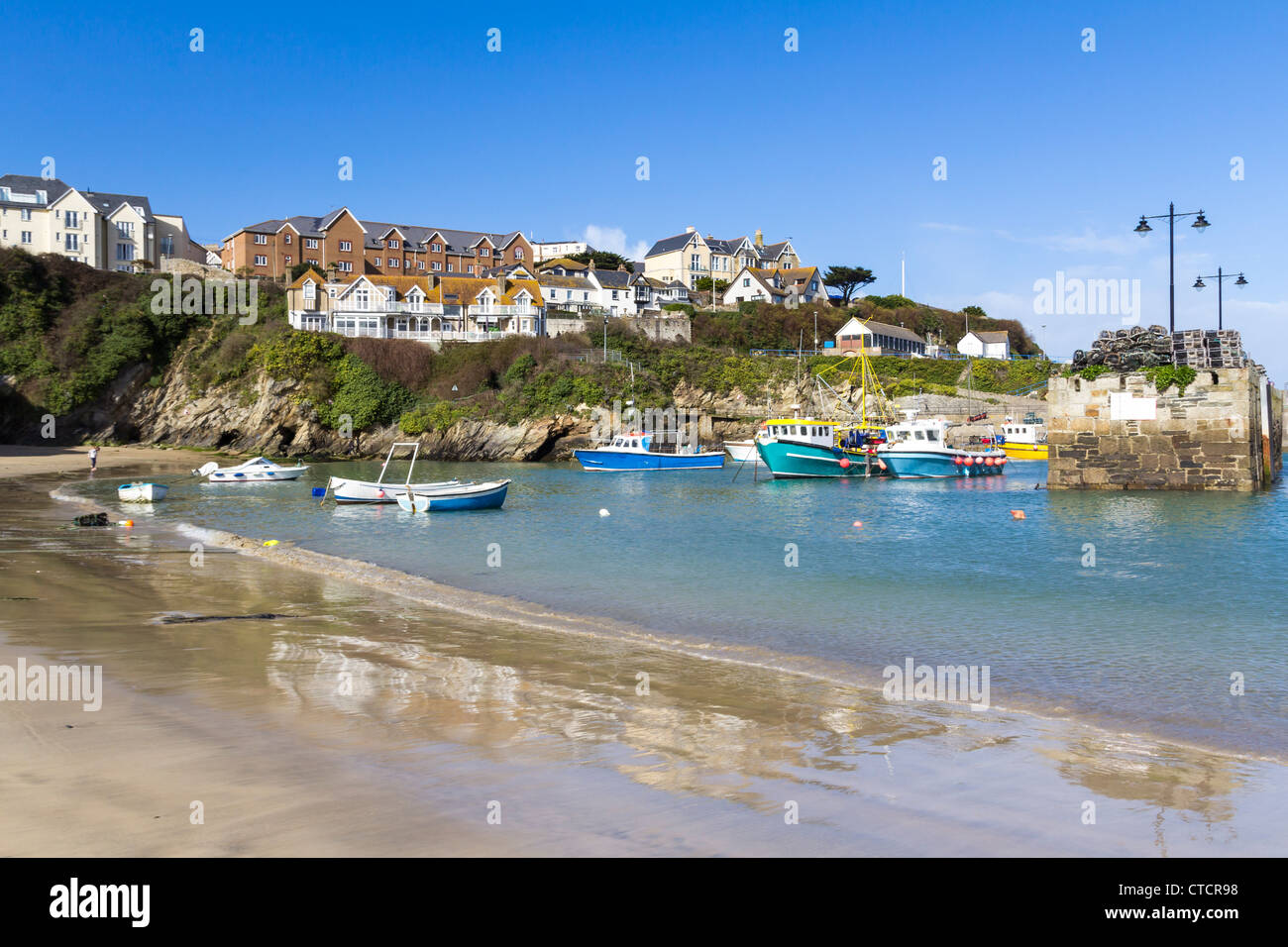 Newquay fishing harbour Cornwall England UK Stock Photo