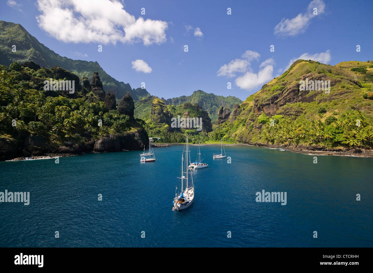 Virgib bay , Fatu Hiva Island Marquesas Stock Photo