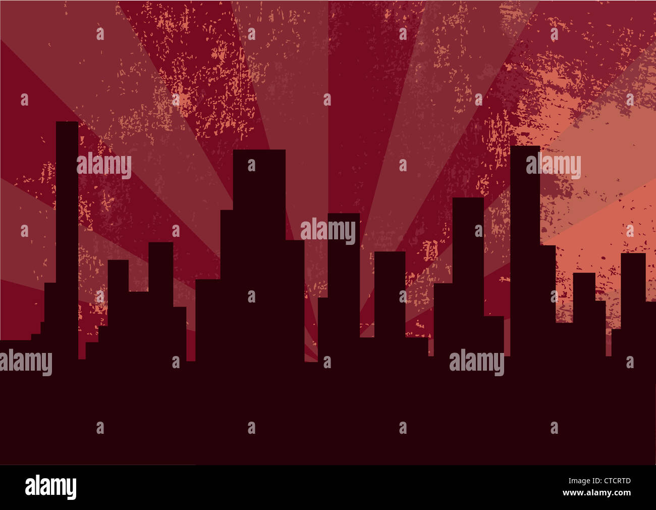 Vector illustration of city at the night on the pink background Stock ...