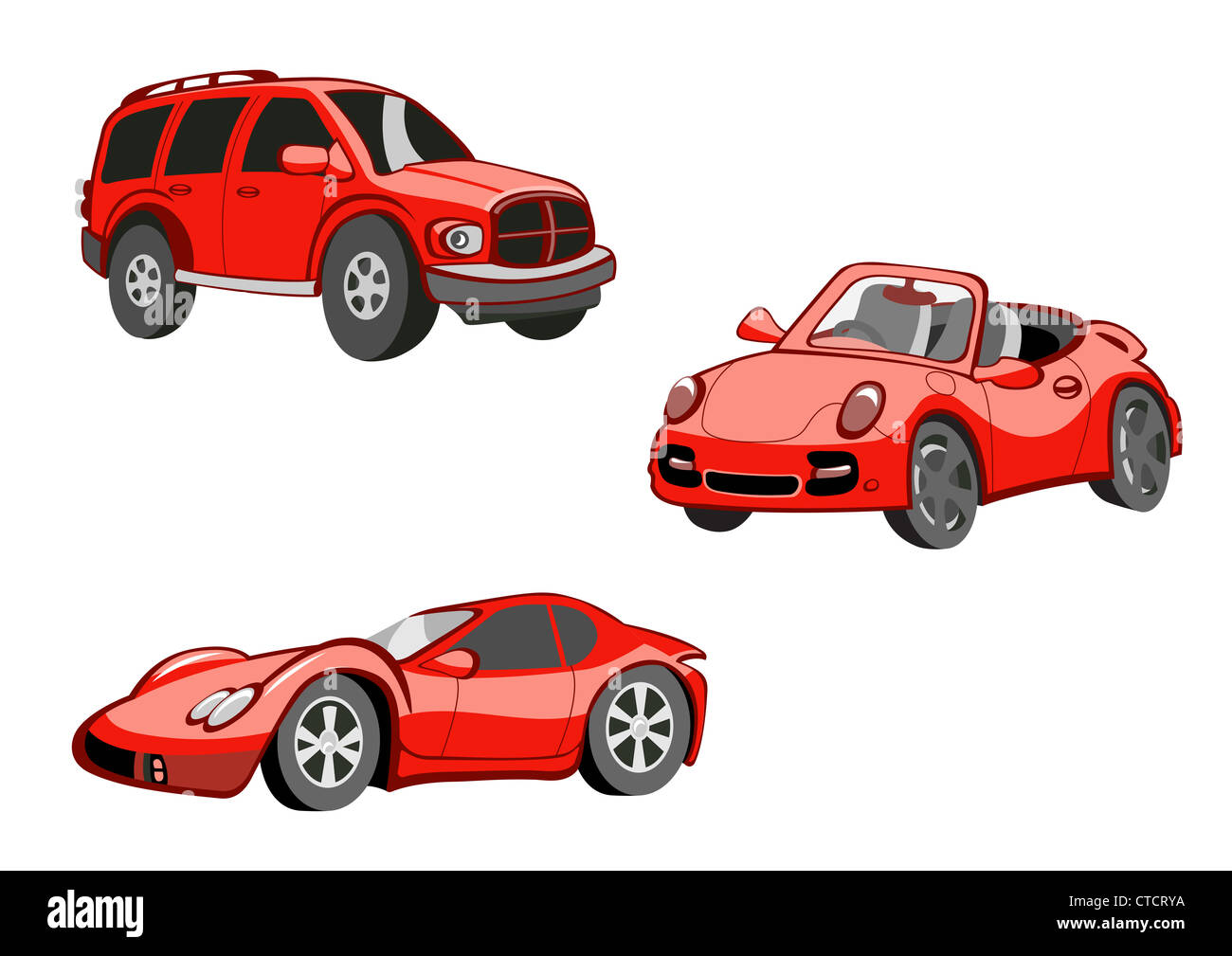 Vector illustration of Transport Cartoon . Set of Funny red cars Stock ...