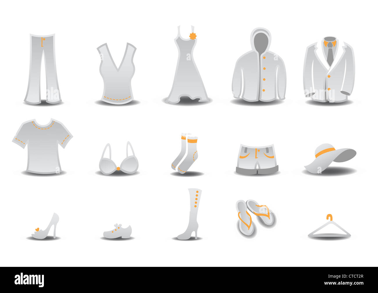 Vector illustration set of fashion Clothing and Accessories Icons Stock ...