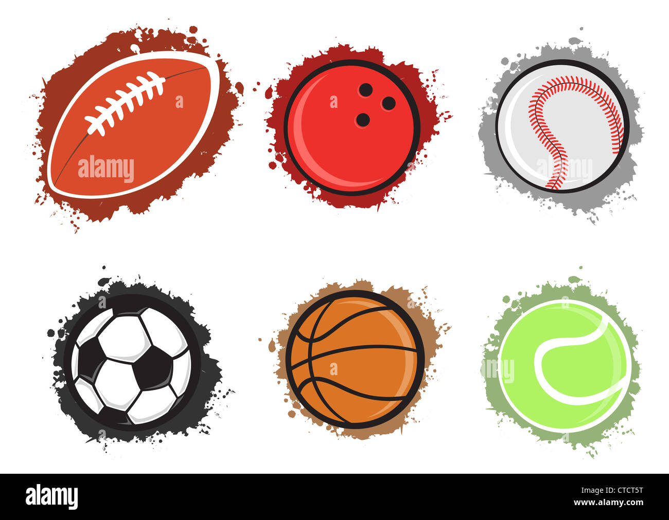 Vector illustration of different sport balls on the grunge background ...