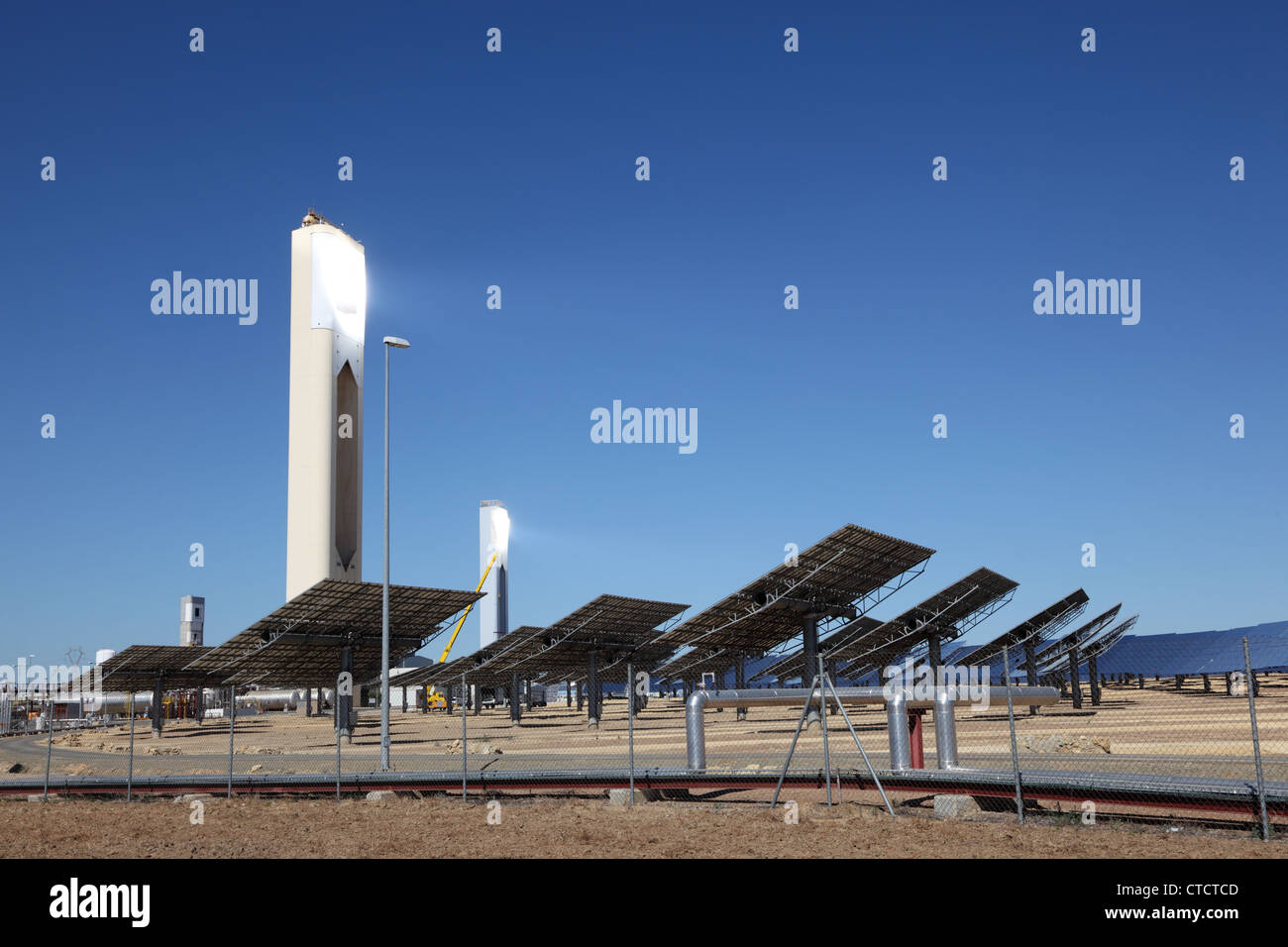 Solar power tower near Seville, Andalusia Spain Stock Photo