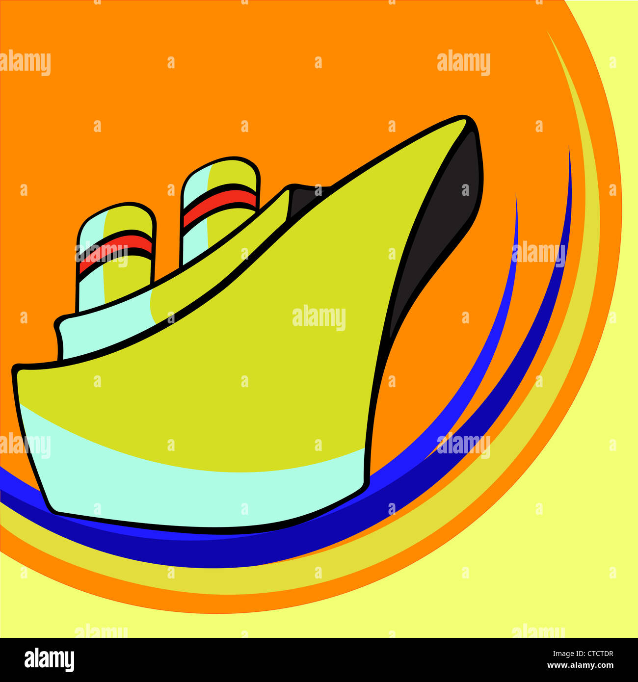 Vector illustration of Transport Cartoon. Funny little ship Stock Photo -  Alamy