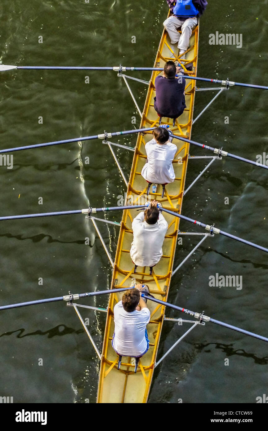 PARIS, France High Angle View, Water Sports, Women Team Rowing