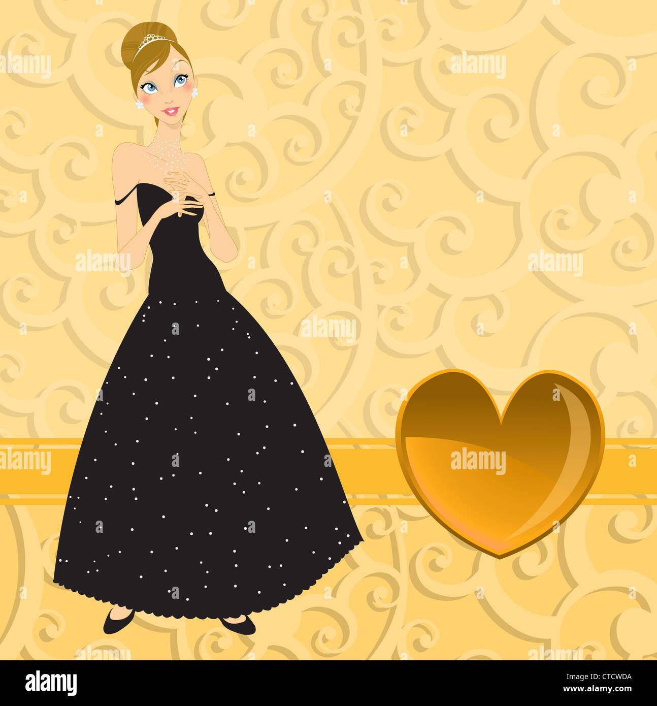 Vector Illustration of beautiful women in the evening dress Stock Photo ...