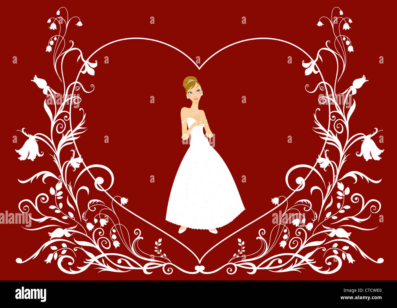 Vector Illustration of beautiful women in the evening dress on floral ...