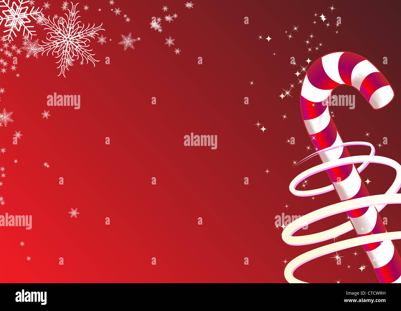 Vector illustration of christmas background. Includes candy and snowflakes. Stock Photo