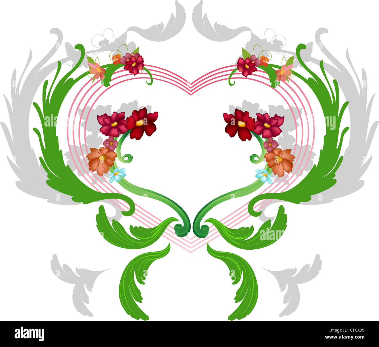 Vector illustraition of elegant floral frame with heart shape Stock ...