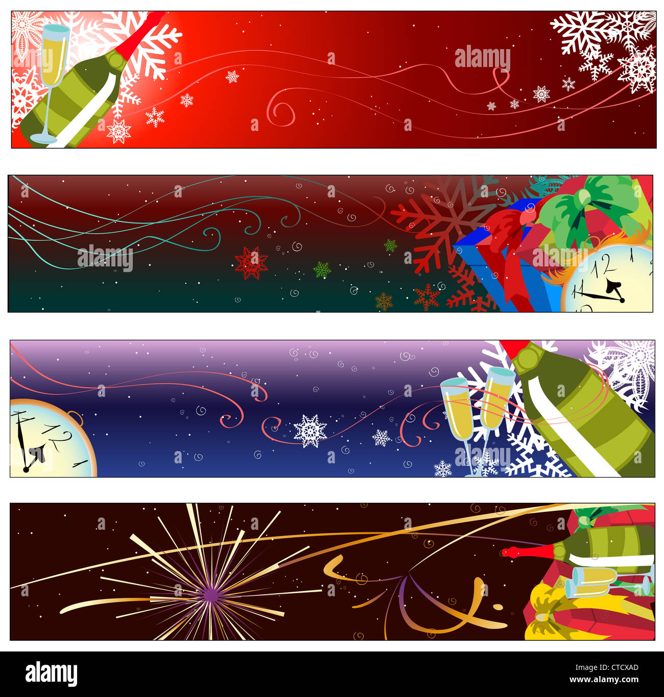 Vector illustration of Colorful new year party banners Stock Photo - Alamy