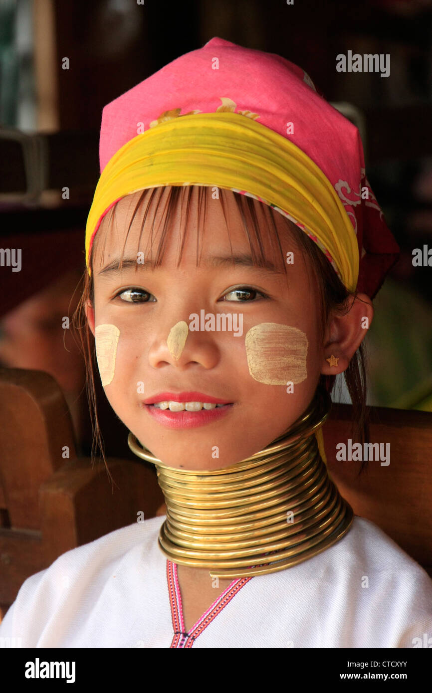 Portrait Of Young Long Necked Girl From Padaung Tribe Inle Lake Shan State Portrait Of Young Long Necked Girl From Padaung Tribe Inle Lake Shan State