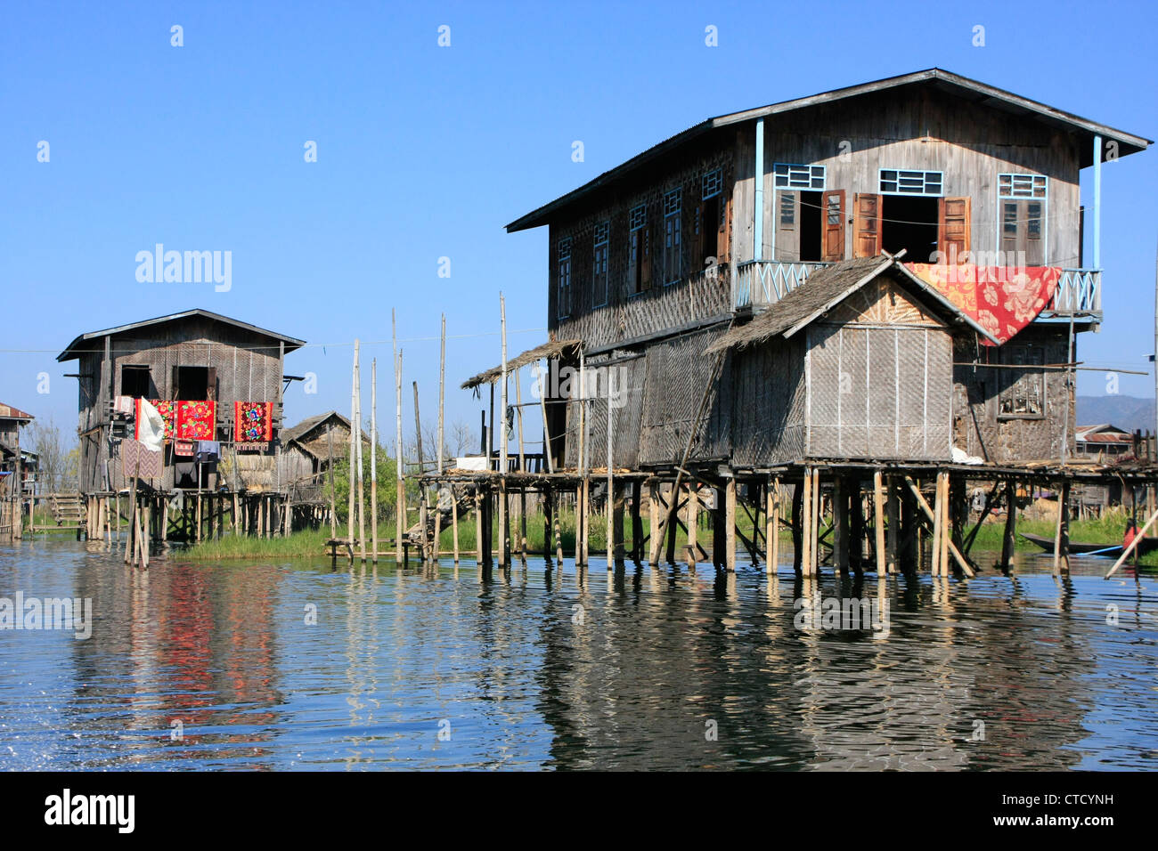 Traditional wooden stilt houses, Inle lake, Shan state, Myanmar