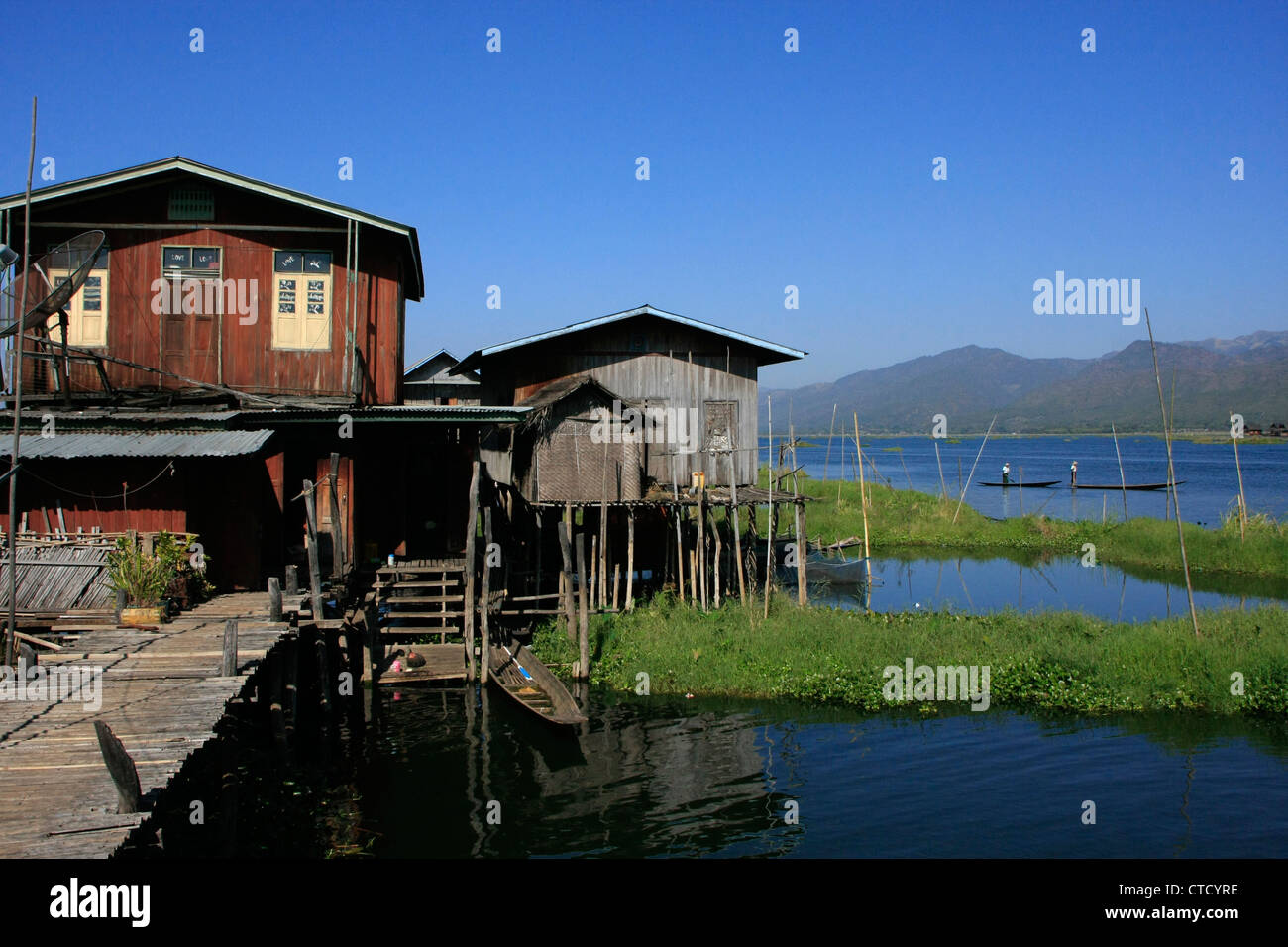 Traditional wooden stilt houses, Inle lake, Shan state, Myanmar