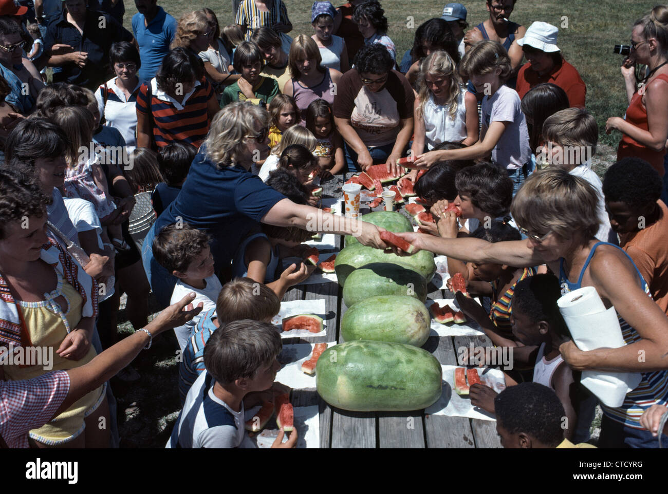watermelon eating contest for children typical American game in USA ...
