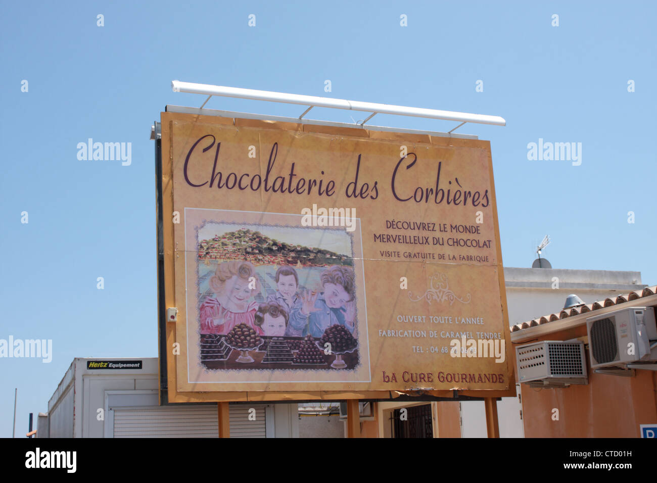Sign outside the Chocolaterie des Corbieres Narbonne Languedoc-Roussillon France Stock Photo