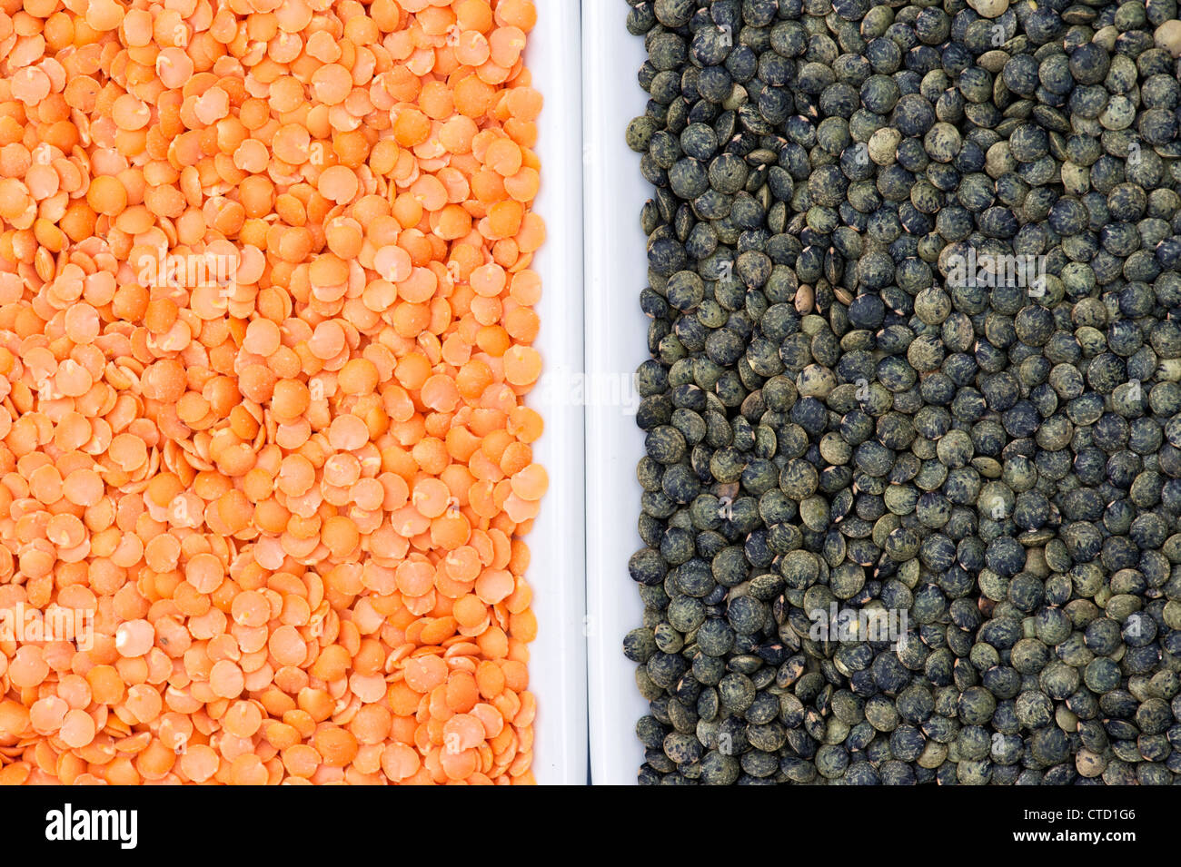 Red and Green Lentils Stock Photo
