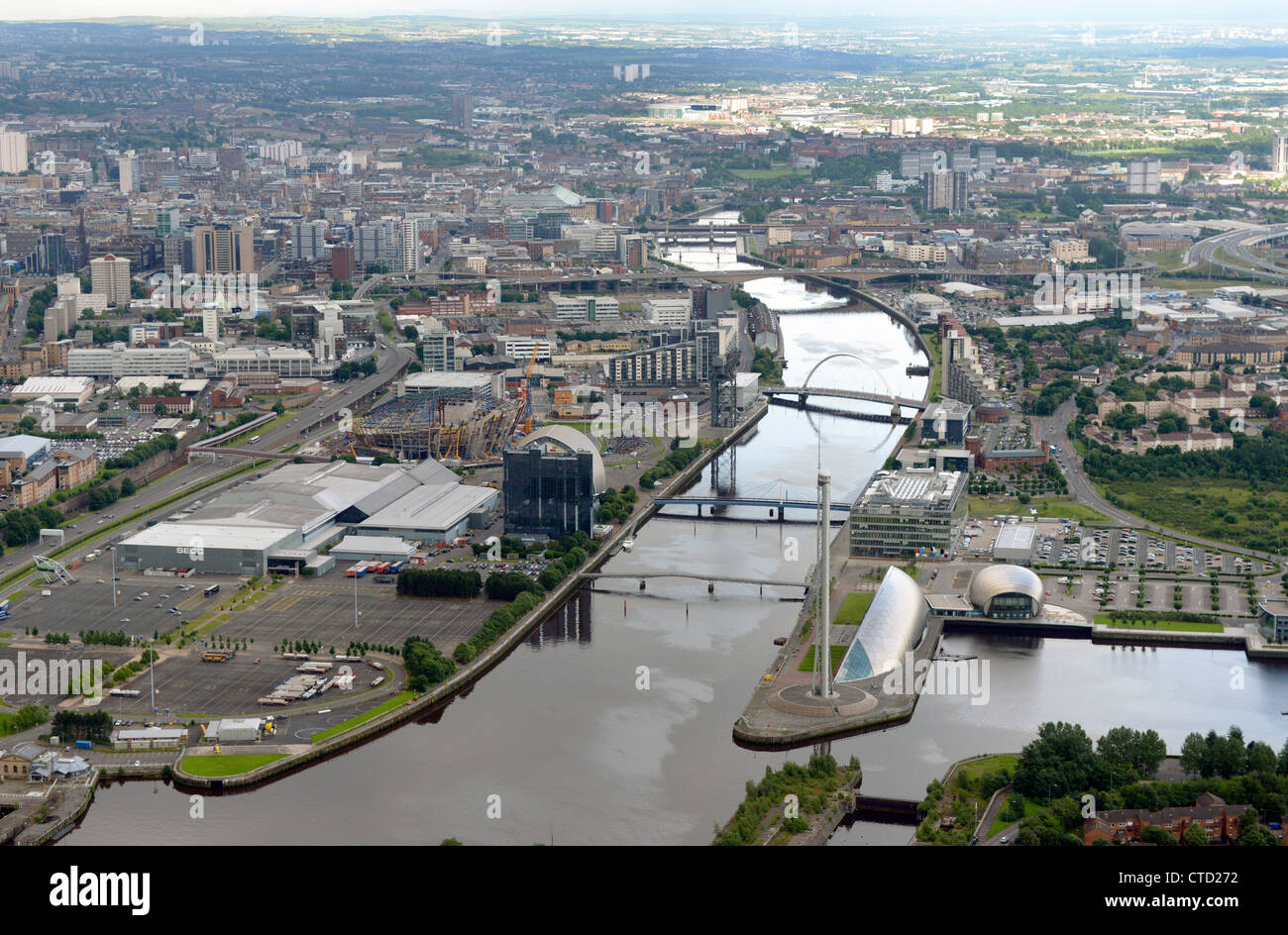 ARIEL view of Glasgow River Clyde Stock Photo