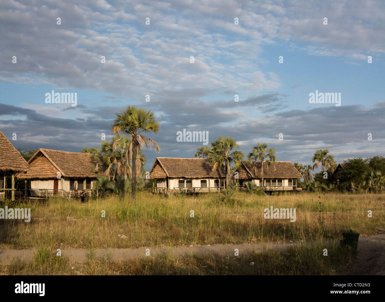 Safari Camp near lake in Tanzania Stock Photo