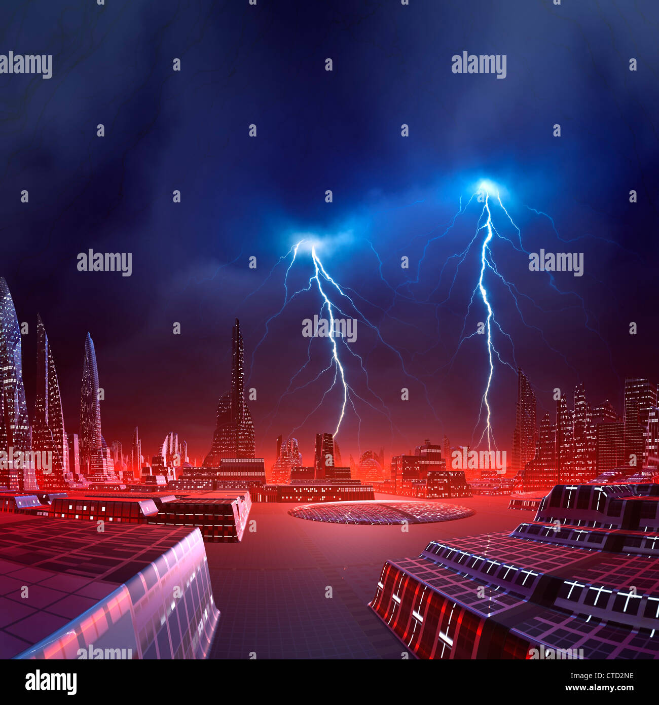 Alien city artwork Stock Photo - Alamy