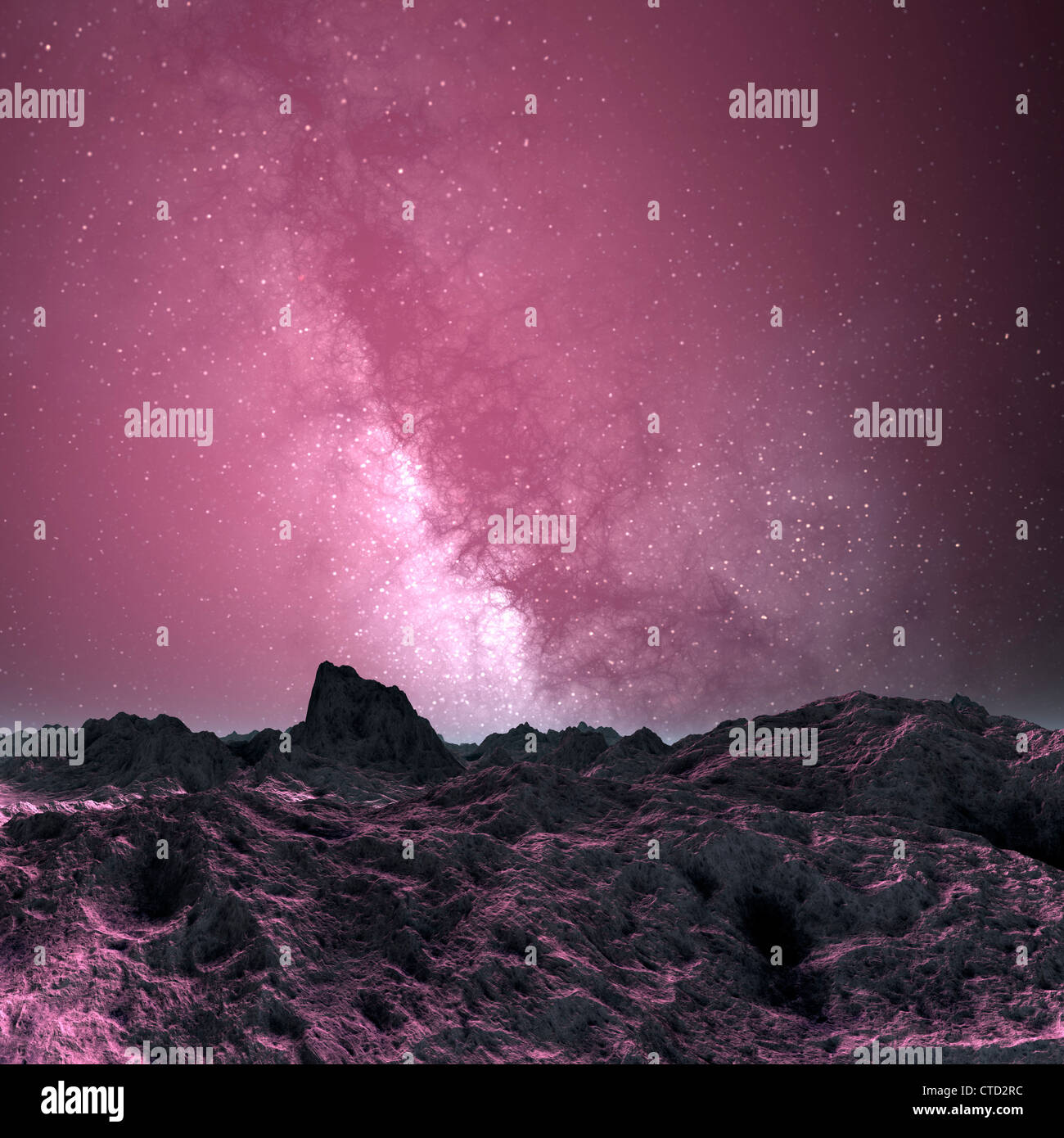 Galaxy seen from an alien planet artwork Stock Photo - Alamy