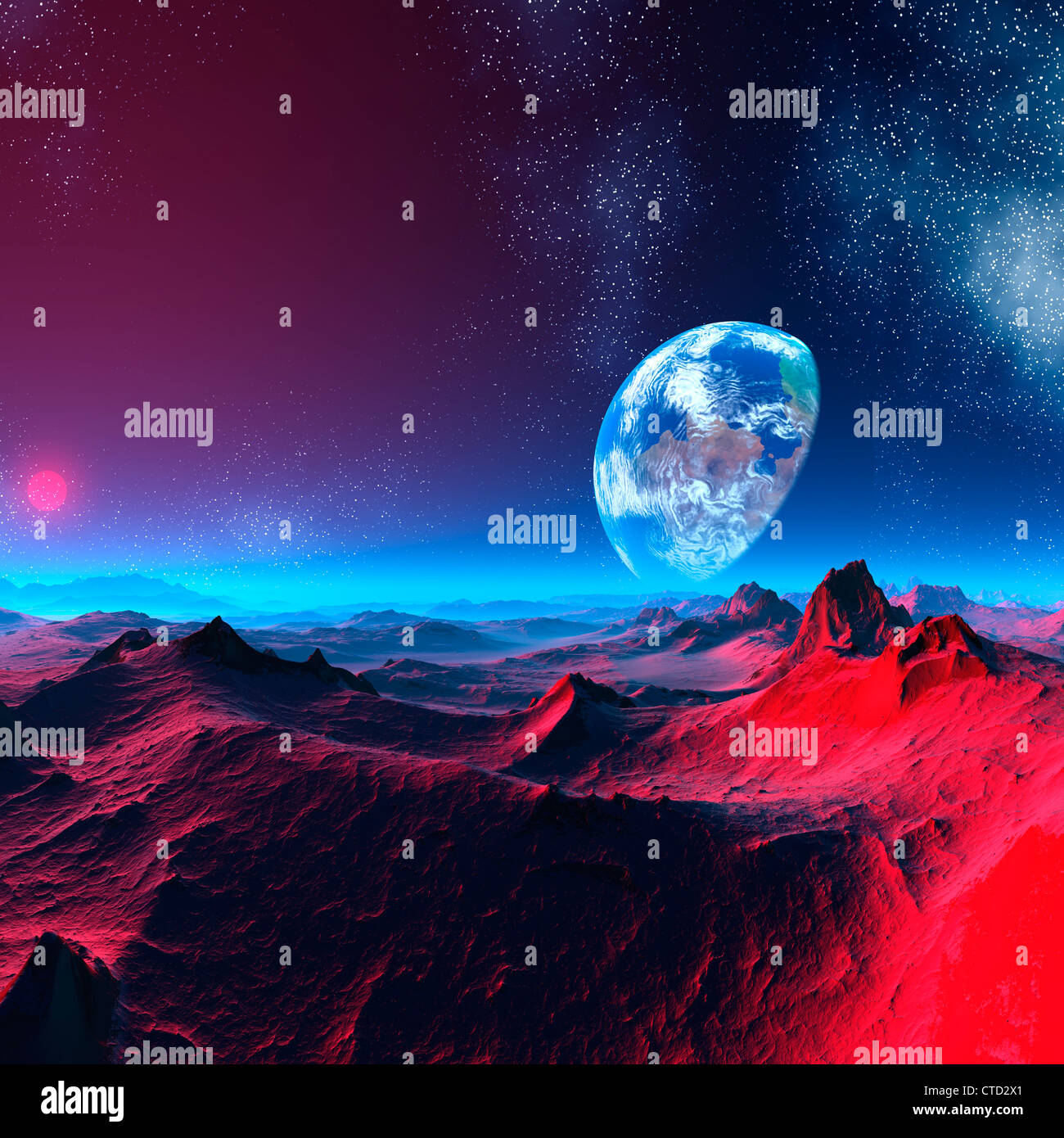 Earth-like alien planet artwork Stock Photo - Alamy