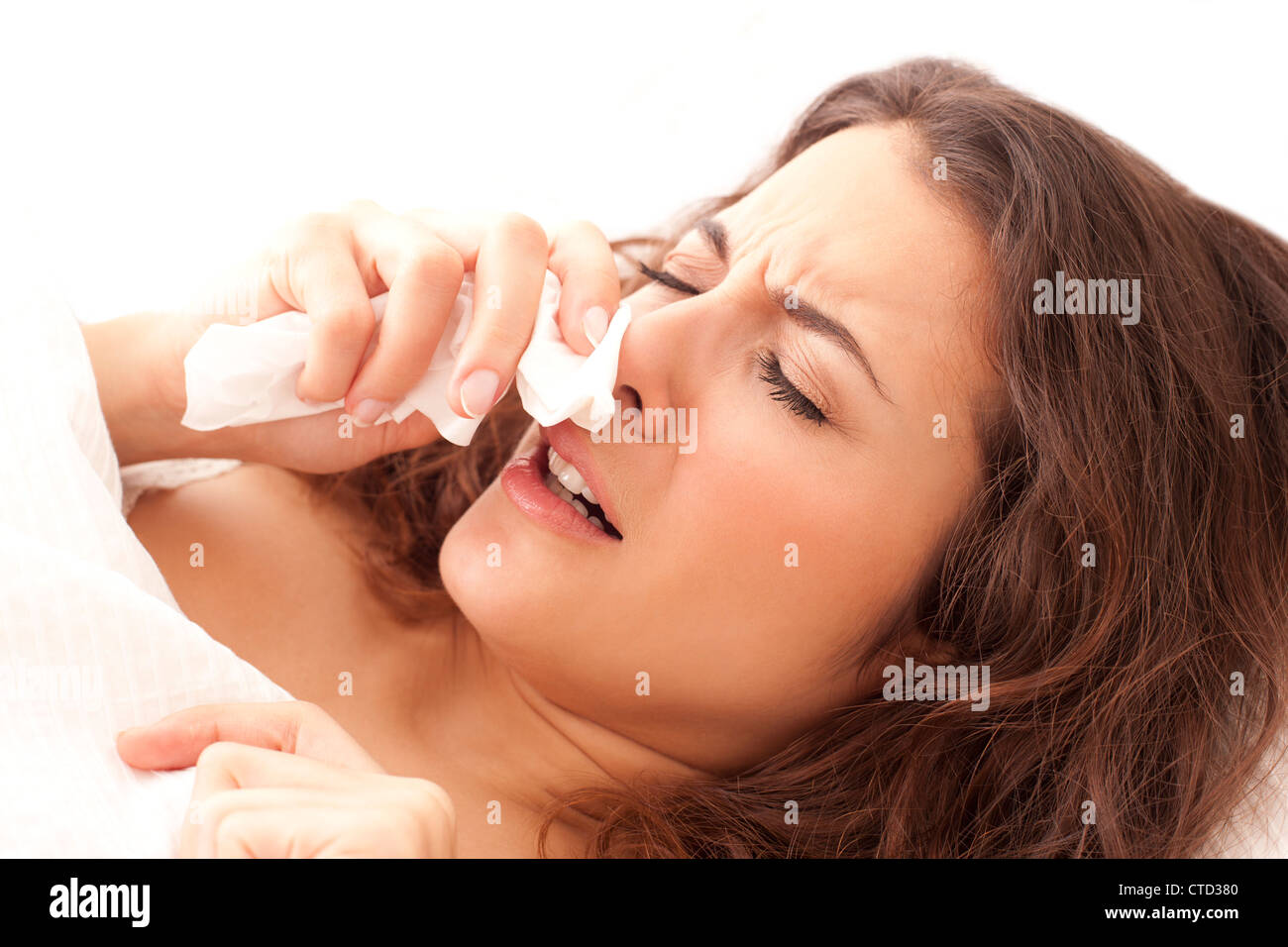 Woman with a cold Stock Photo