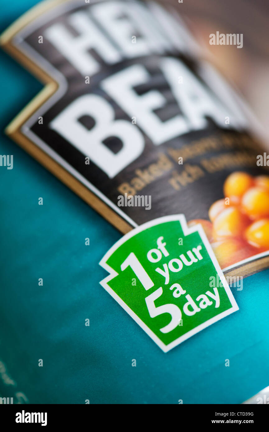 1 of your 5 a day label on a tin of Heinz Baked Beans Stock Photo