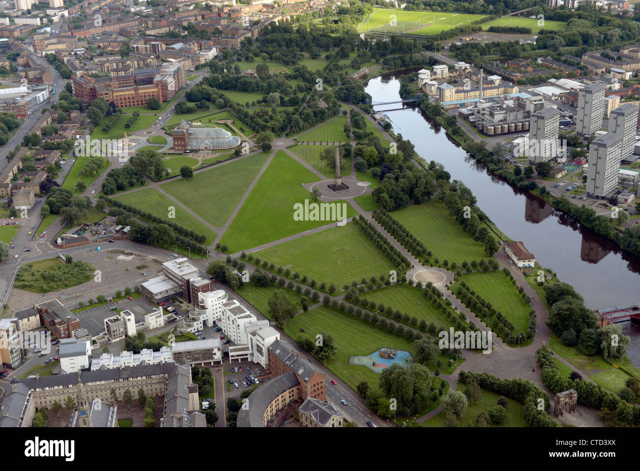 aerial view of Glasgow Green, Glasgow Stock Photo