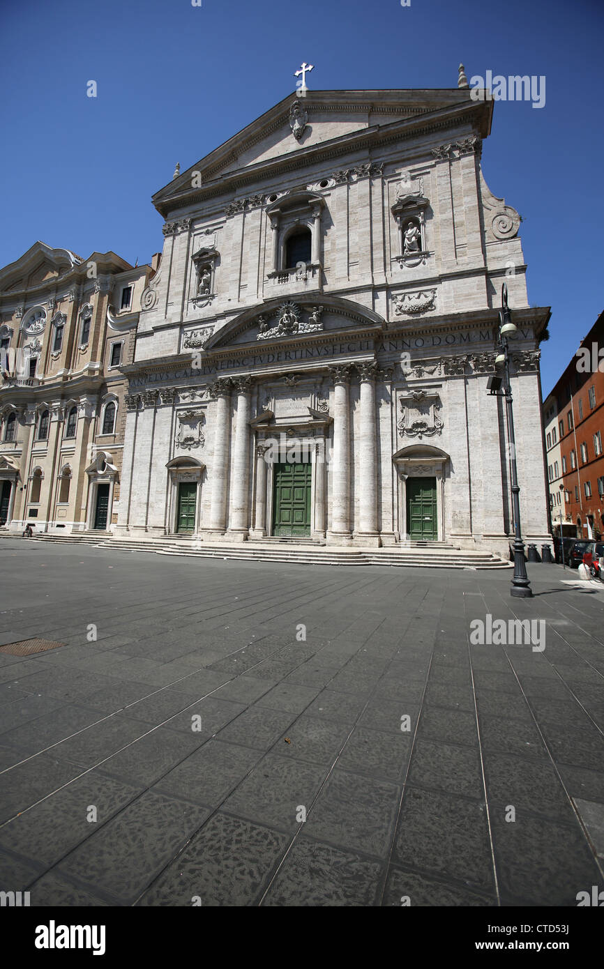 City of Rome, Italy. The early 17th century façade of the church Santa Maria in Vallicella was designed by Fausto Rughesi. Stock Photo