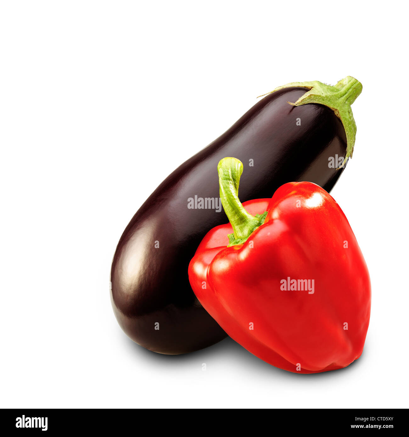 Composition of a paprika and an eggplant Stock Photo Alamy