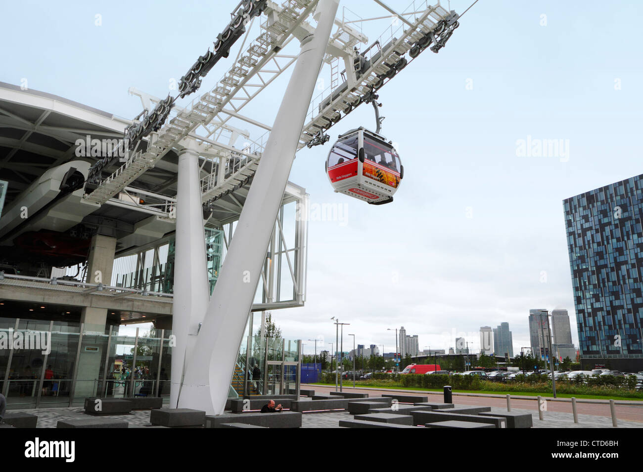 Emirates Air Line cable car, Greenwich Peninsula Terminal, London, UK
