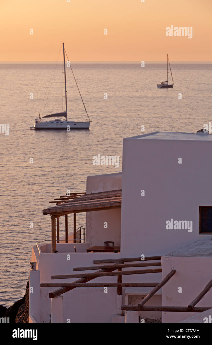 View over Mediterranean Sea, Stromboli, Italy Stock Photo