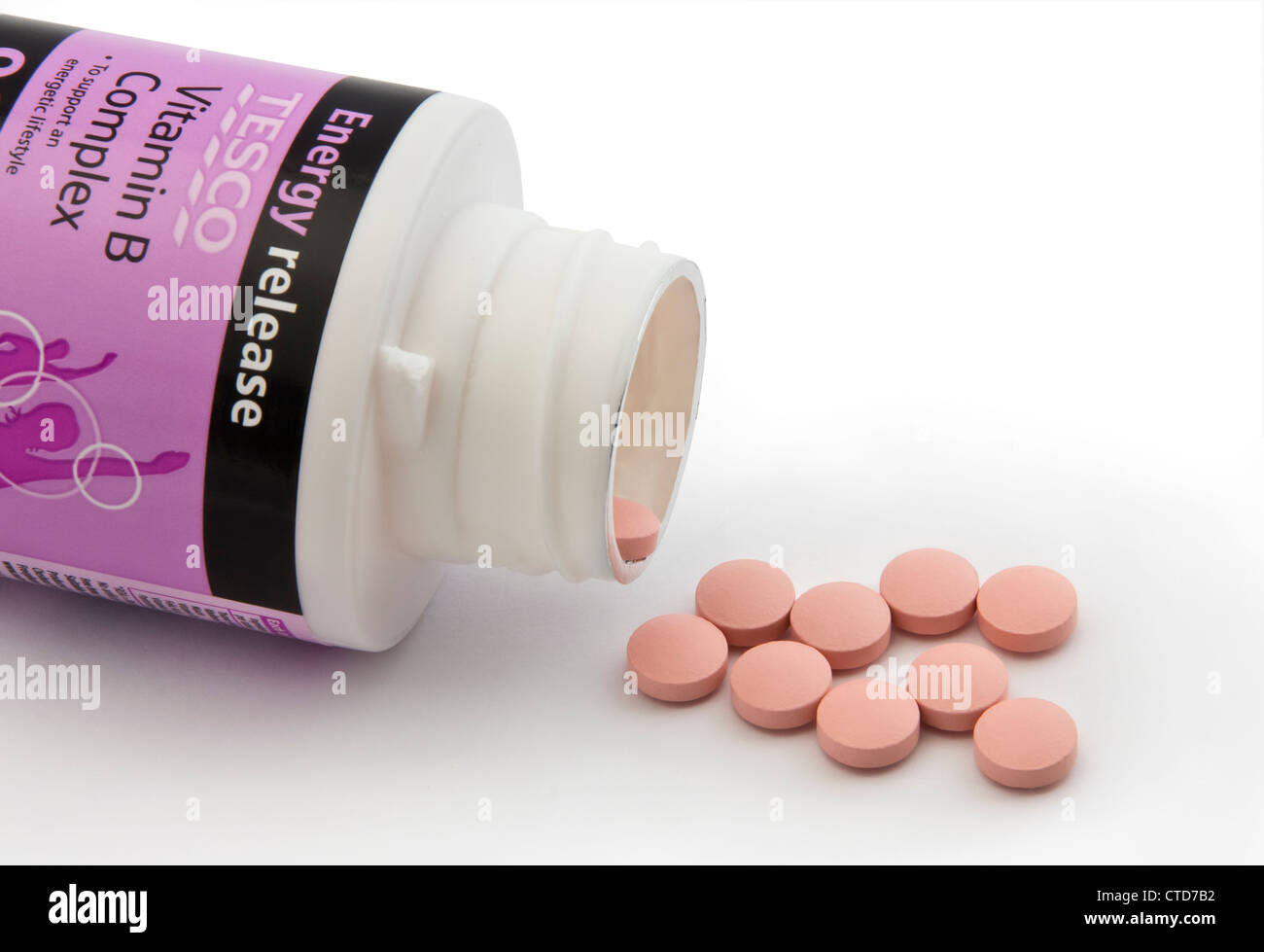 Vitamin B complex pills. Tesco own brand Stock Photo