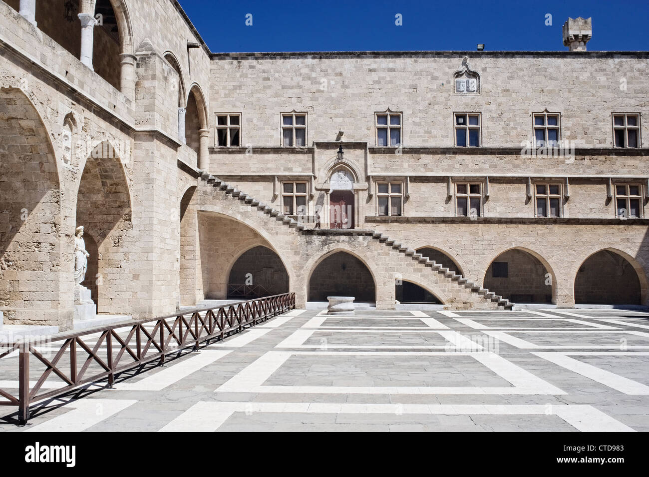 Courtyard of Grand Master's palace in Rhodos Stock Photo