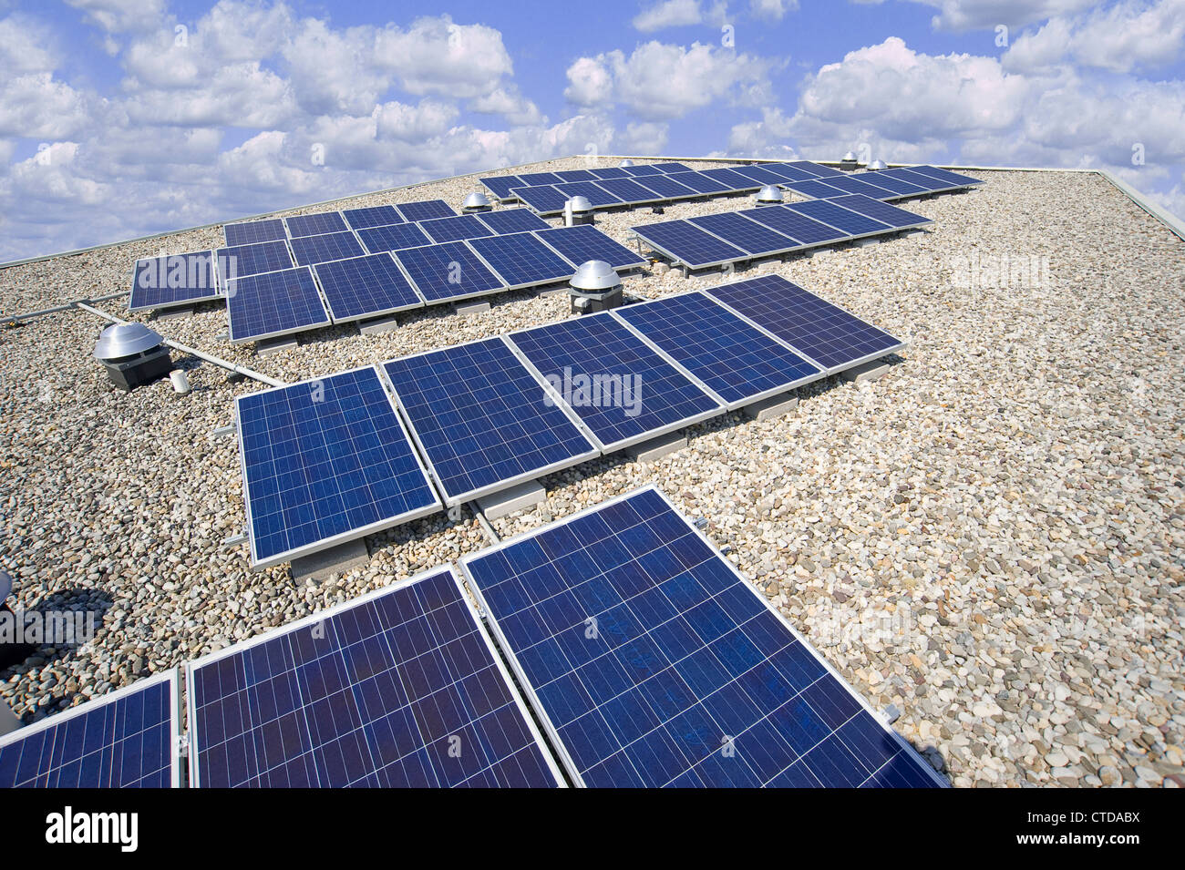 Roof Top Solar Panels Stock Photo