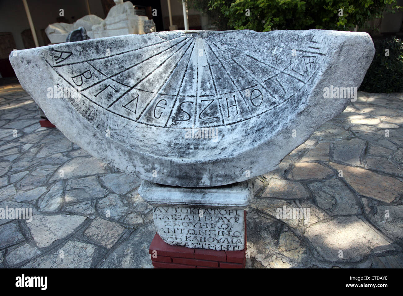 Roman sun dial, Archaeological Museum, Ephesus, Turkey Stock Photo