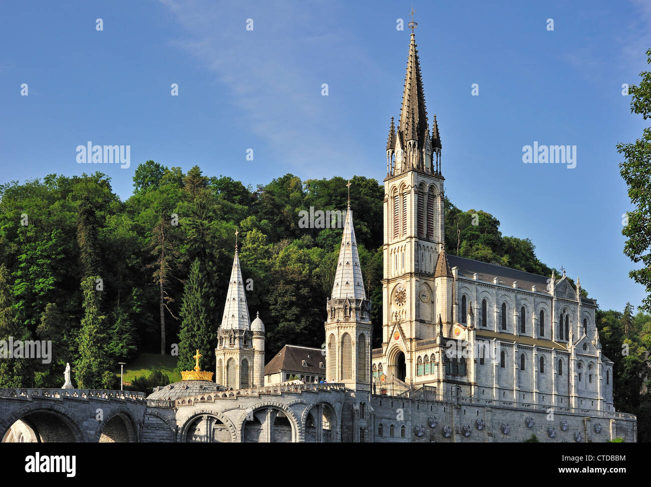 Basilica of our Lady of the Rosary / Notre Dame du Rosaire de Lourdes at the Sanctuary of Our Lady of Lourdes, Pyrenees, France Stock Photo