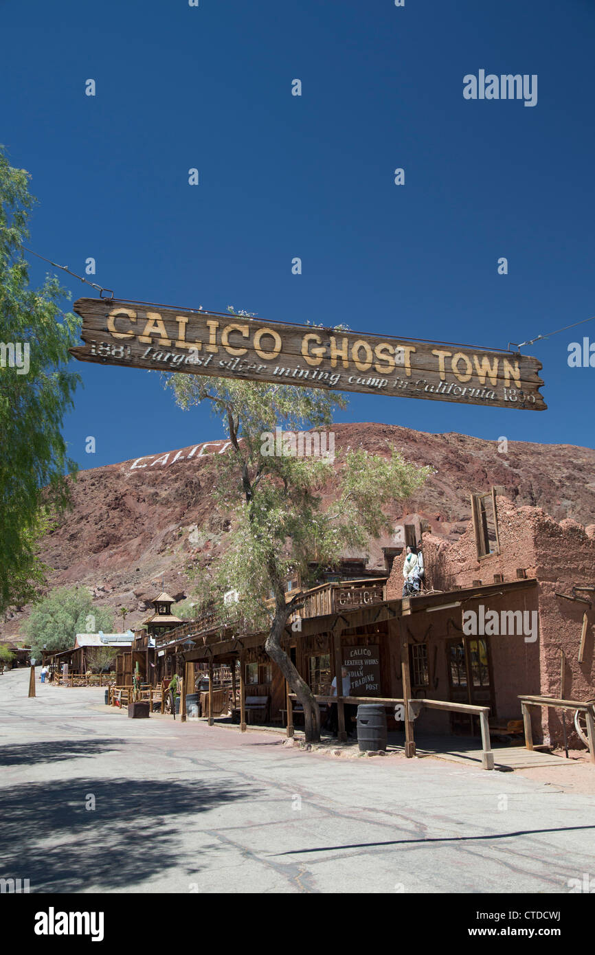 Calico Ghost Town, an 1880s silver mining town in the Mojave Desert that has been restored as a tourist attraction Stock Photo