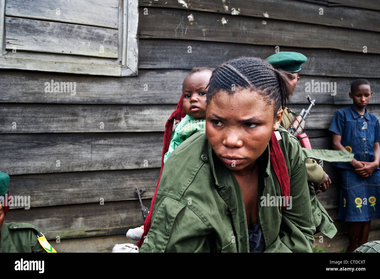 Female Congolese soldier, FARDC, Mushake, Democratic Republic of Congo Stock Photo