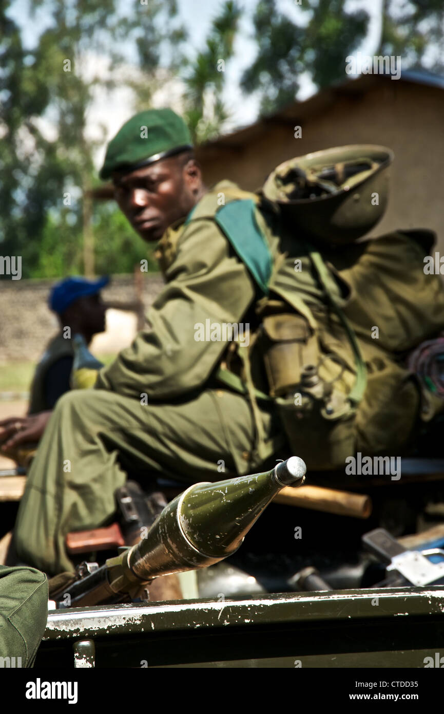 Congolese soldier, FARDC, Mushake, Democratic Republic of Congo Stock Photo