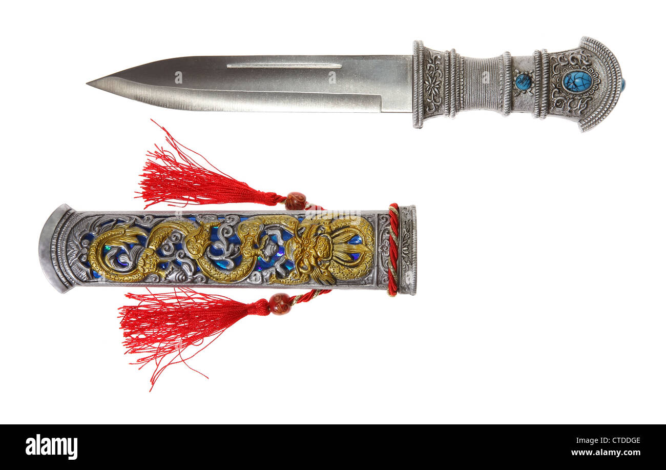 Model of the old dagger with a white background, souvenir Stock Photo