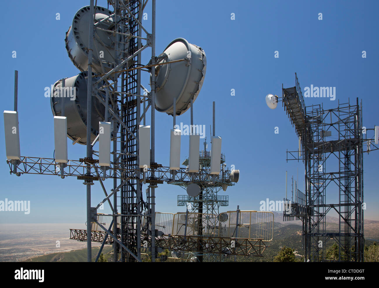 Twin Peaks, California - A communications tower on Strawberry Peak in the San Bernardino Mountains. Stock Photo