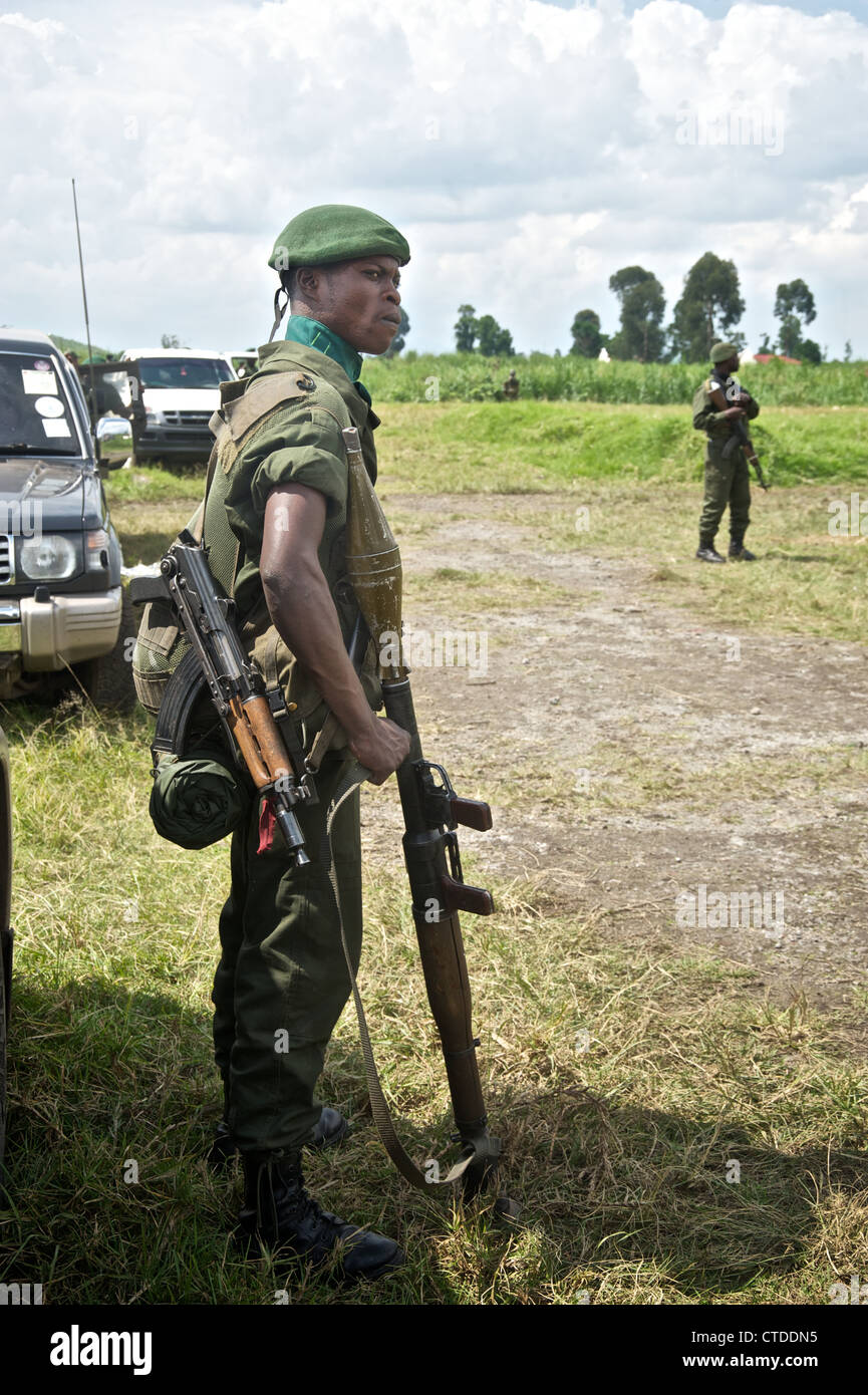 Congolese soldiers, FARDC, Mushake, Democratic Republic of Congo Stock Photo