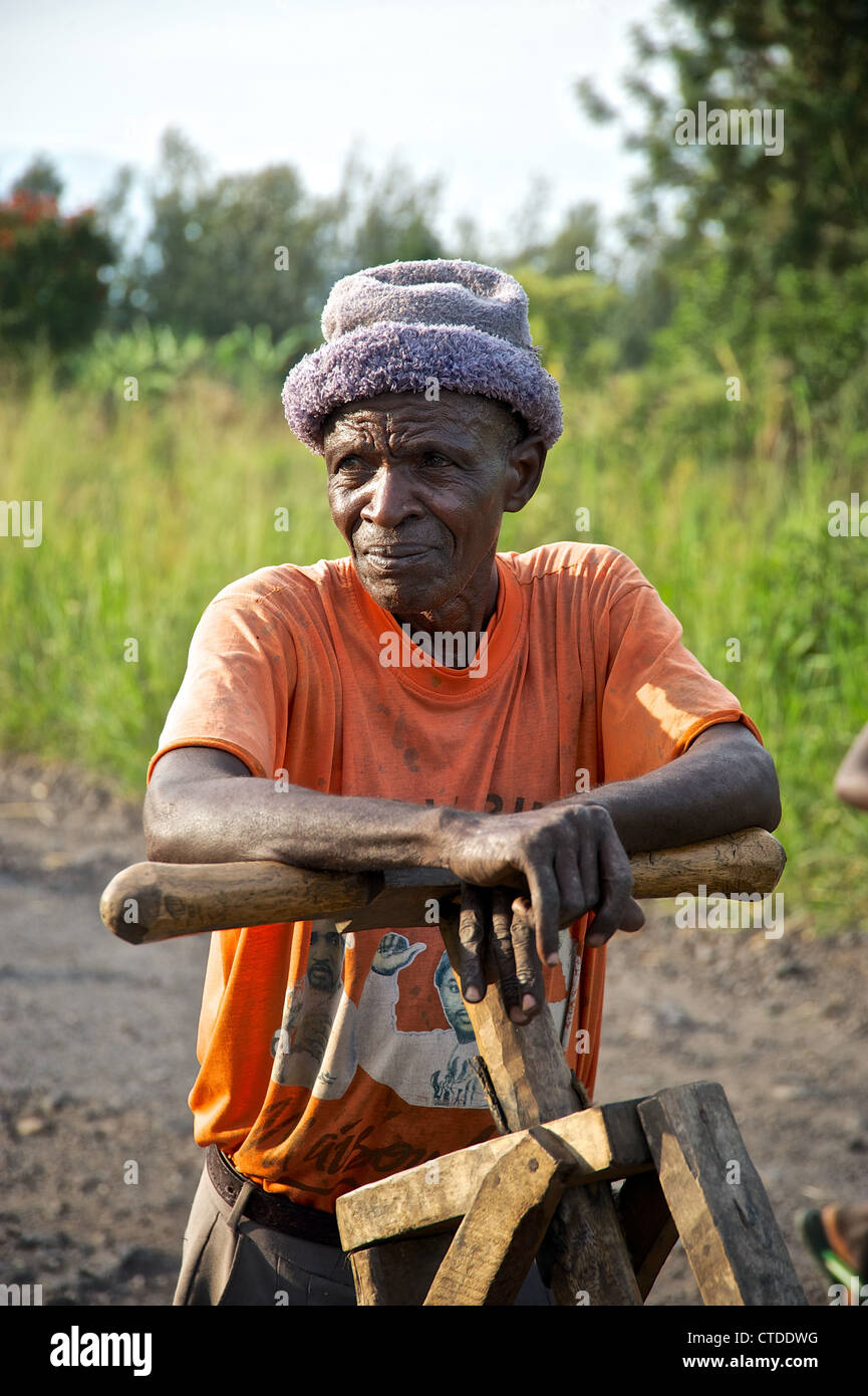 Portrait of an old man, Mushake, Democratic Republic of Congo Stock Photo