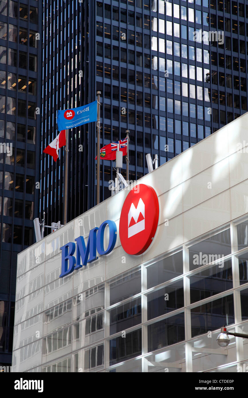 The Bank Of Montreal Building Flying Flags In Toronto Canada Stock Photo