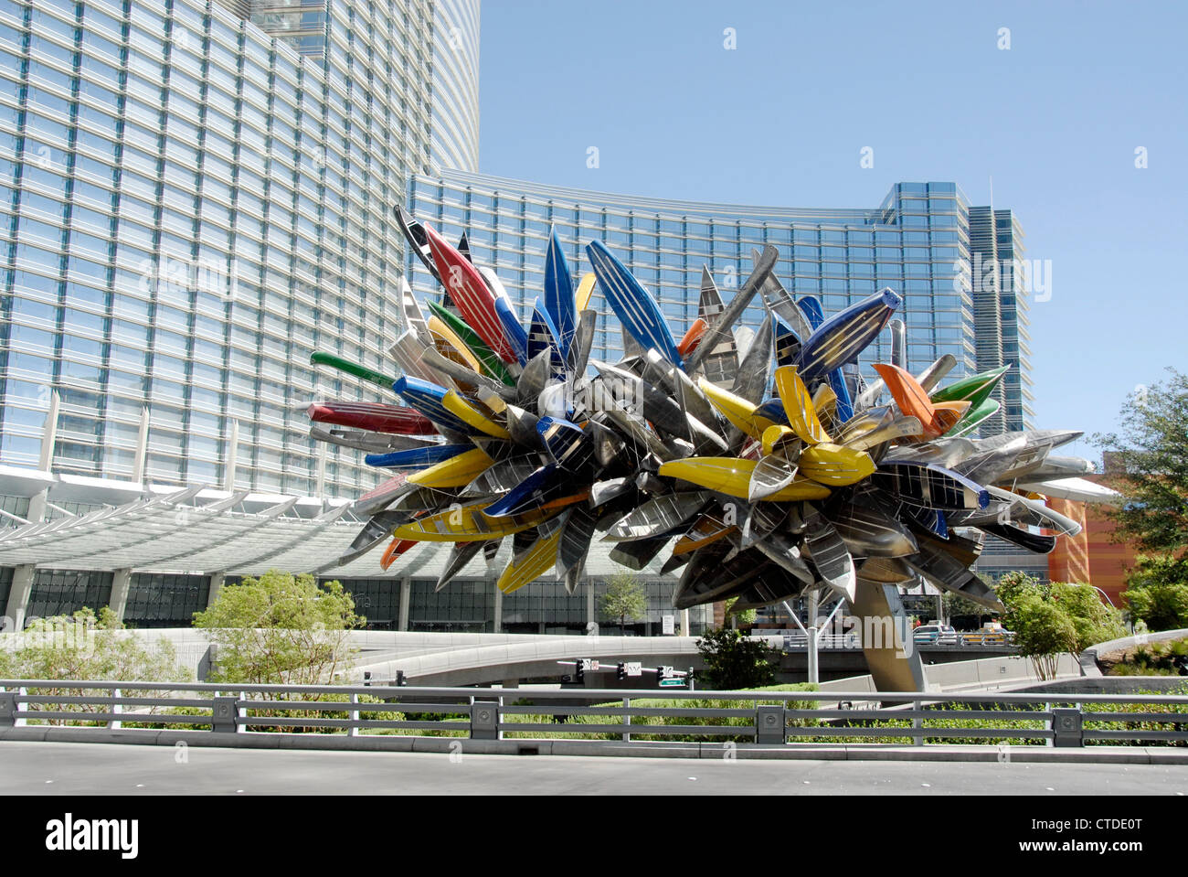 Canoe ensemble sculpture in front of the Aria Hotel in Las Vegas, Nevada, USA Stock Photo