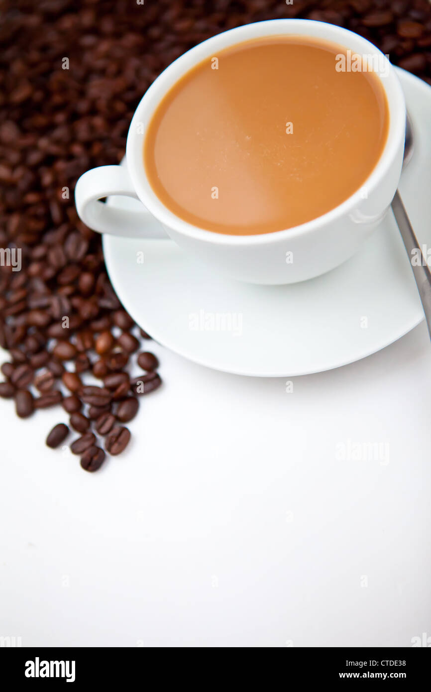 White coffee with beans Stock Photo