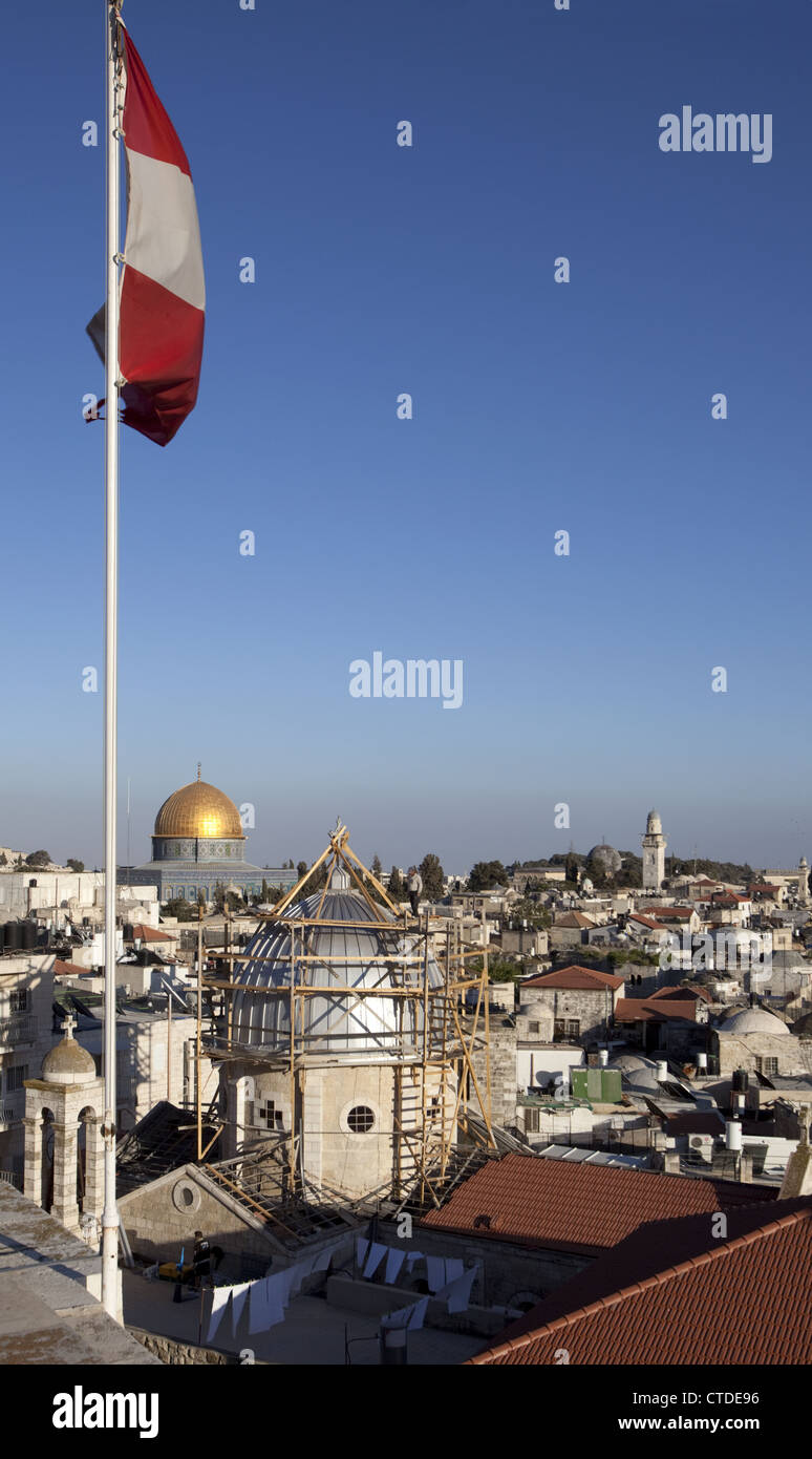 Rooftop view from the Austrian Hospice in the Old City of Jerusalem, Israel Stock Photo