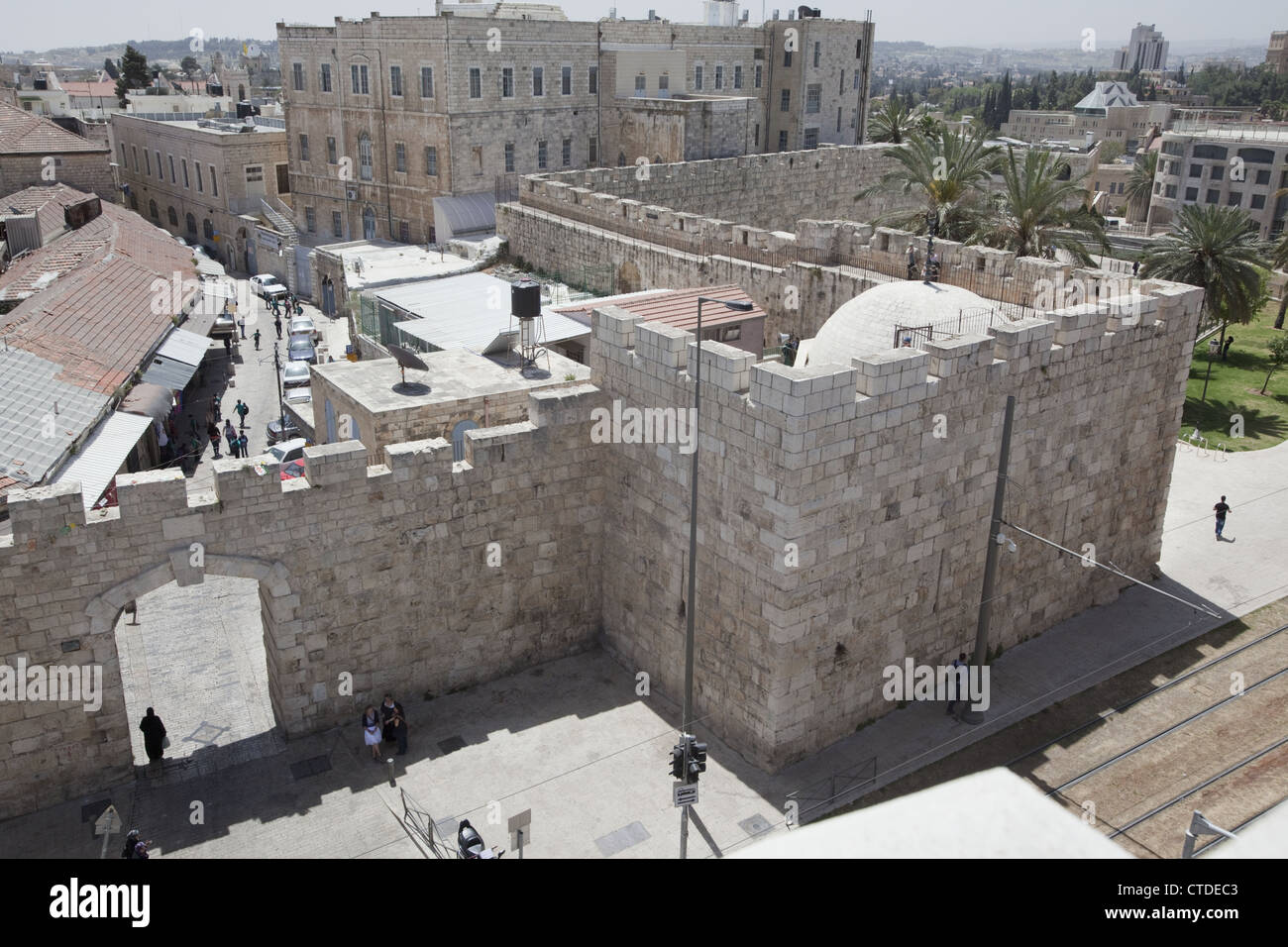 The New Gate entrance (1889) into the Christian Quarter of the walled Old City of Jerusalem, Israel Stock Photo
